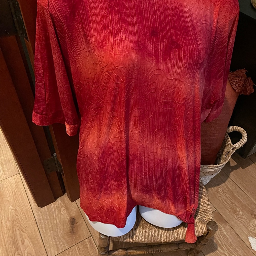 Avenue Vibrant Red Blouse with Tie Detail